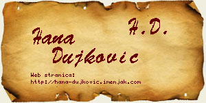 Hana Dujković vizit kartica